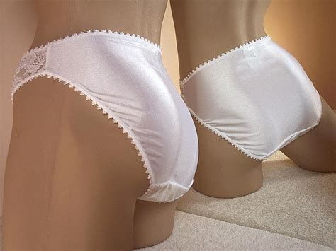 Ladies Pretty Virgin White Lattice Silky High Leg Brief Panties 8 10 Xs