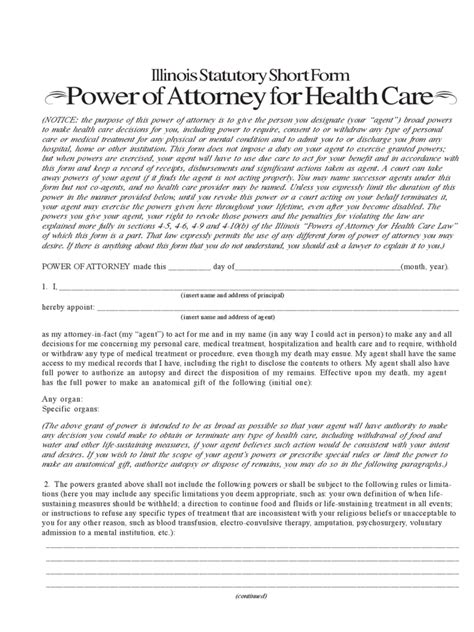 Illinois Power Of Attorney Form Free Templates In Pdf Word Excel To