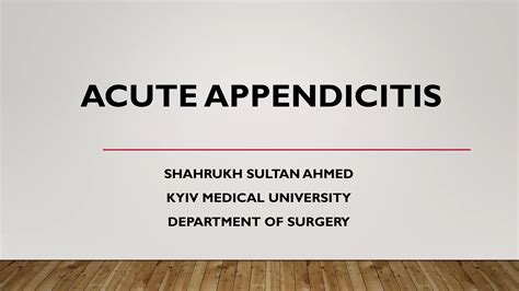 Acute Appendicitis Ppt