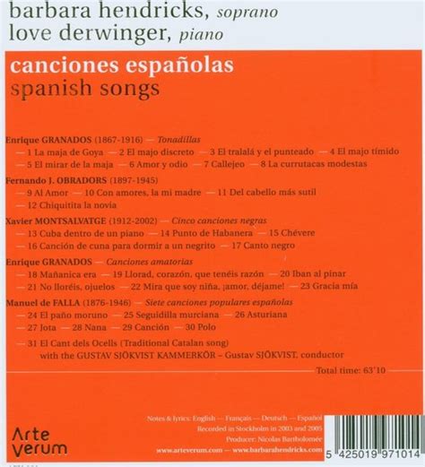 Canciones Espanolas Barbara Hendricks CD Album Muziek Bol