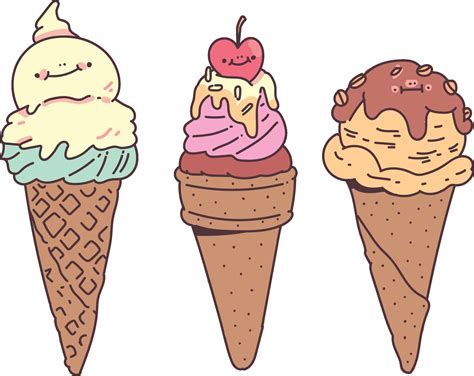 Delicious Ice Cream Vector Illustration Ice Creams In Doodle Style