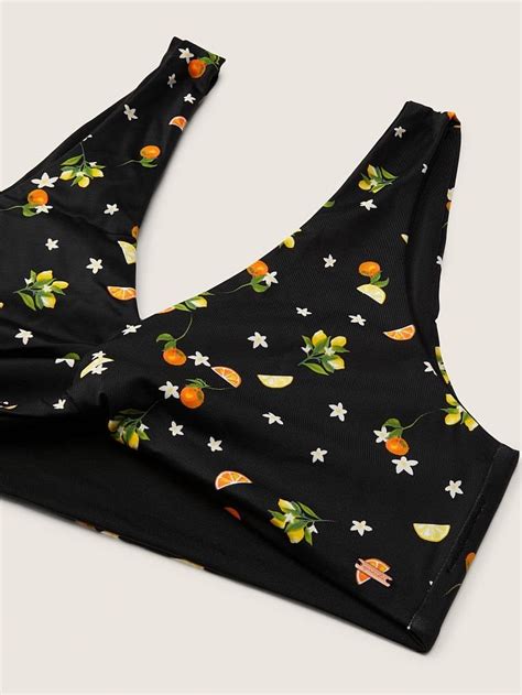 Tarafl Derin Dekolteli Bikini St Siyah I Ekli Ve Meyveli Vs Victoria S Secret Pink