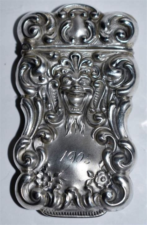 Art Nouveau Match Safe Striker Sterling Silver Vesta Case 1905 Jester Harlequin Antique Price