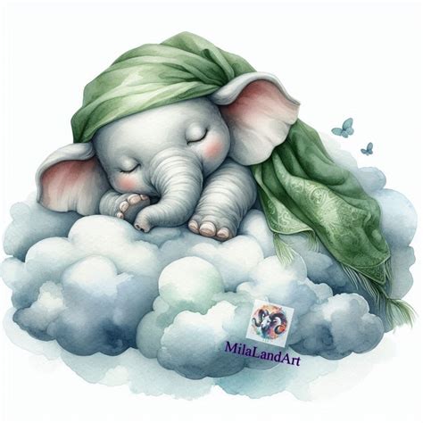 Clipart Set animals Sleeping on a Clouddigital Print,watercolor Clip ...