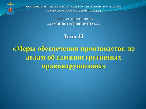 «Меры обеспечения производства по делам об административных ...