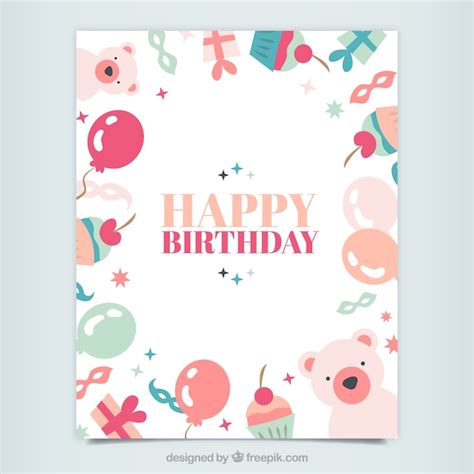 Free Vector Cute Happy Birthday Card