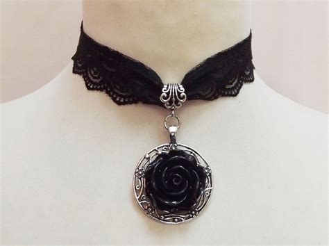 Black Rose Necklace Choker Cute Gothic Jewelry Diy Gothic Jewelry Rose Necklace