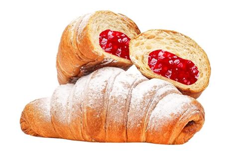 Premium Photo Croissants With Strawberry Jam Isolated On White Background