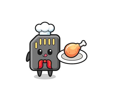 Premium Vector Memory Card Fried Chicken Chef Cartoon Character