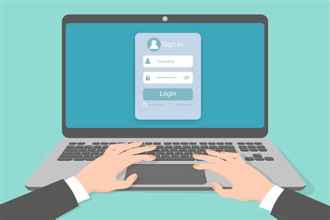 The User On The Screen Of The Laptop Is Using The Login Form Online