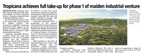 News Details Tropicana Corporation Berhad