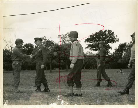 Three generals meet at a division headquarters in Saint-Clair-sur-l ...