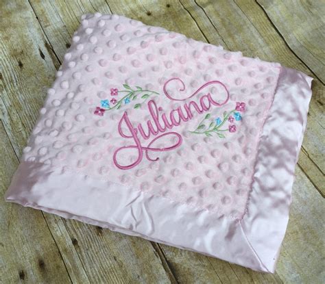 Baby Blanket Personalizedname And Dateminkyflowers Embroidered