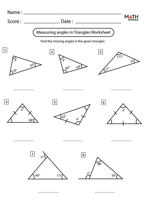 Angles In A Triangle Worksheet Grade Angleworksheets