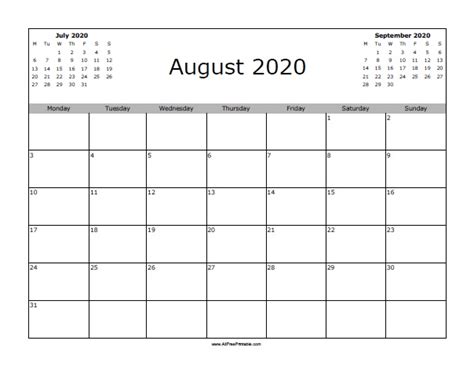 August 2020 Calendar – Free Printable