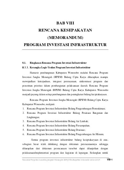 Rencana Program Investasi Jangka Menengah Rpijm Kabupaten Wonosobo