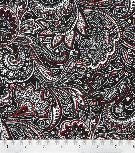 A Black And Red Paisley Print Fabric