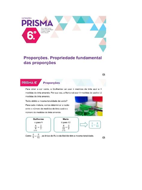 Proporções Propriedade Fundamental Das Proorções Pdf