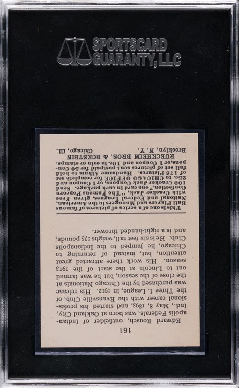 1915 E145 Cracker Jack #161 Edward Roush SGC GEM MINT 10 - 1 of 1
