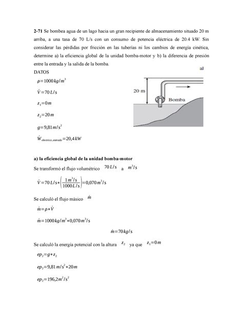 Toaz Energía potencial de un motor 2 71 Se bombea agua de un lago