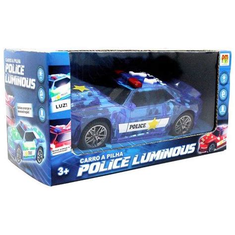 Carro De Policia Som E Luz Azul Dm Toys Dmt Carrinho De