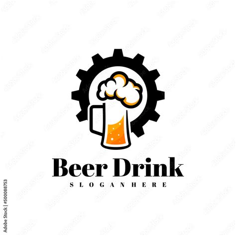 Beer drink with Gear logo design vector, Creative Beer drink logo ...