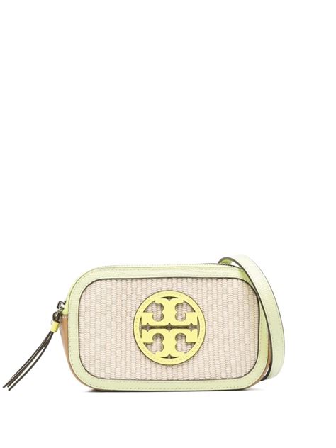 Tory Burch Mini Miller Contrasting Raffia Crossbody Bag In Metallic Lyst