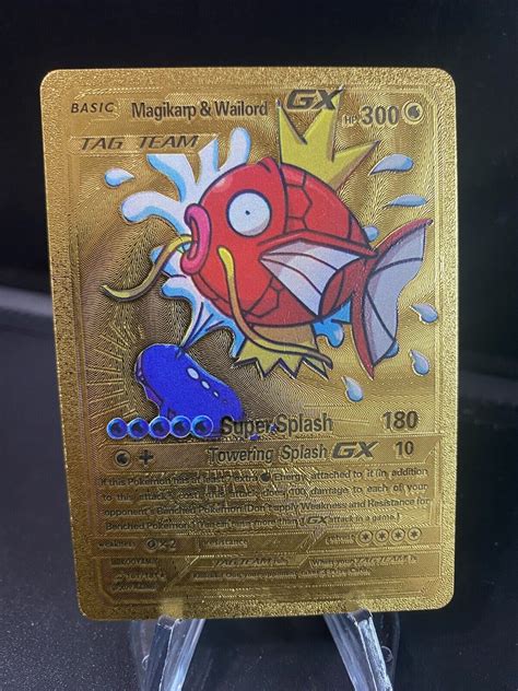 Magikarp Wailord Gx Gold Foil Fan Art Pokemon Card Display Card Values