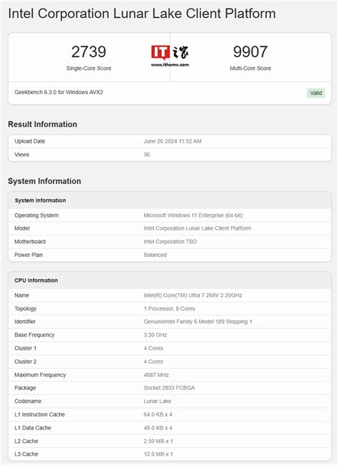 Lunar Lake Ultra V Geekbench It