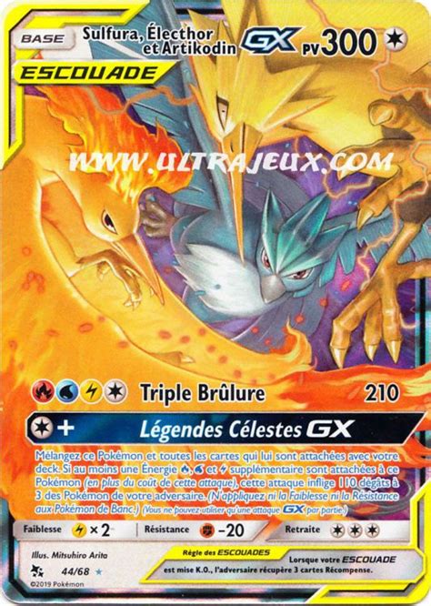 Sulfura Electhor Artikodin GX Escouade 44 78 Carte Pokémon Car