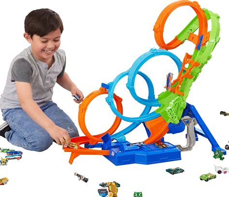 Hot Wheels Spielzeugauto Trackset Mit 4 Loopings 3 Spuriger Crash Zone