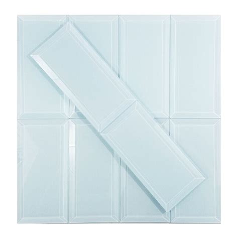 Abolos Frosted Elegance 88 Pack Light Blue Glossy 3 In X 6 In Glossy Glass Subway Peel And Stick