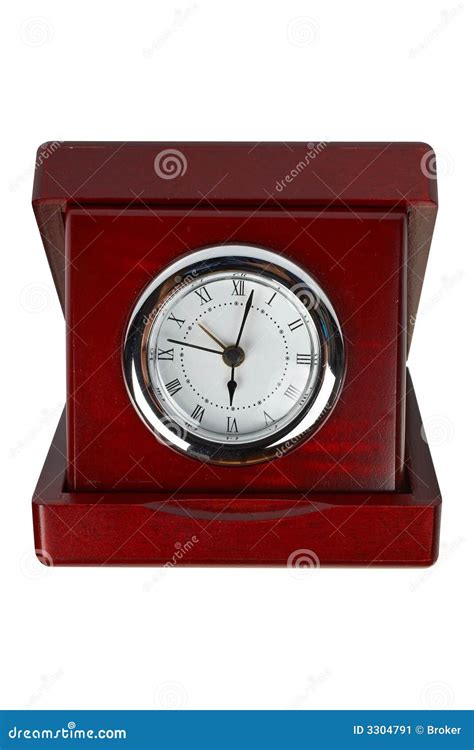 Wooden Clock Isolated Stock Image Image Of Late Round 3304791