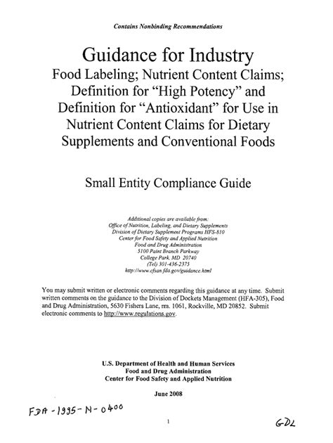 Fillable Online Food Labeling Nutrient Content Claims Fax Email Print