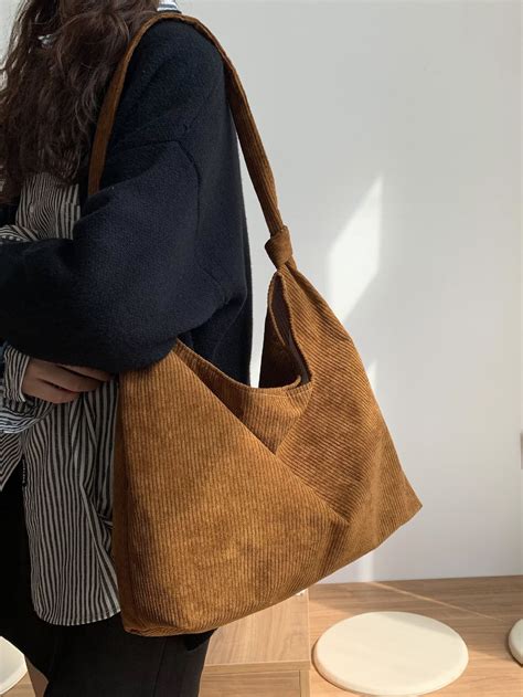 Brown Corduroy Tote Bag Vintage Corduroy Bag Corduroy Crossbody Bag Canvas Messenger Bag Canvas