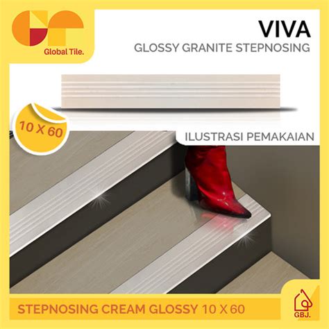 Jual Stepnosing Tangga 10 X 60 Granit Cream Motif Garis Lis Tangga