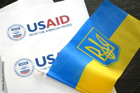 Kiev Ukraine Usaid Logo And Ukrainian Flag Usaid Is Usa