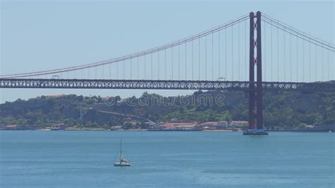 Aerial View Of The Th April Bridge Ponte De Abril Is A