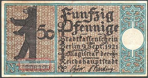 Notgeld 50 Pfennig 1921 Berlin 18 Series 806490 Vf