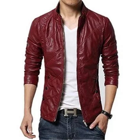 Full Sleeve Party Wear Mens Maroon Leather Jacket At Rs 2900 In Kanpur