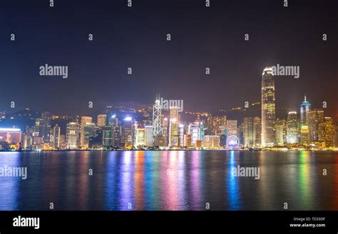 Night View in Victoria Harbour, Hong Kong Stock Photo - Alamy