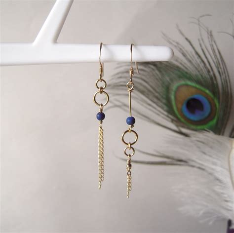 Boucles oreilles asymétriques pendantes or jaune goldfilled et Etsy