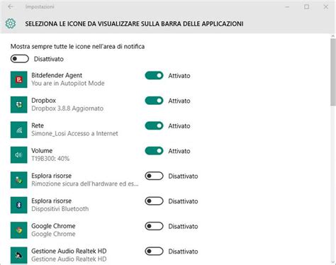 Scoprire O Nascondere Le Icone Sulla Barra Delle Applicazioni In