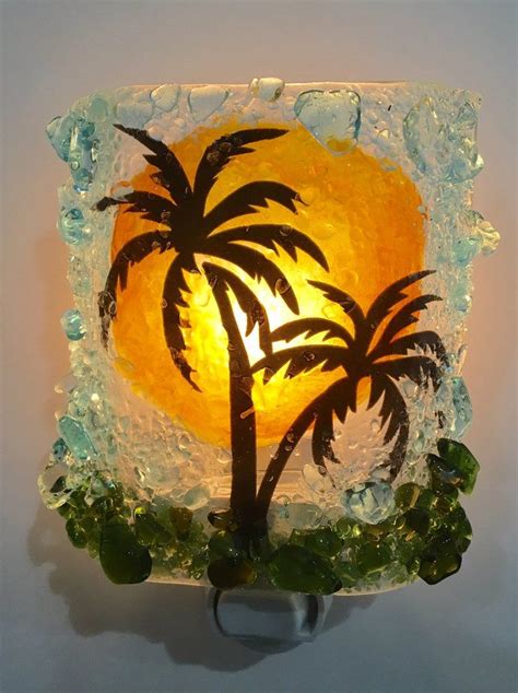 Palm Tree Night Light Mosaic Candle Holders Glass Tea Light Holders Broken