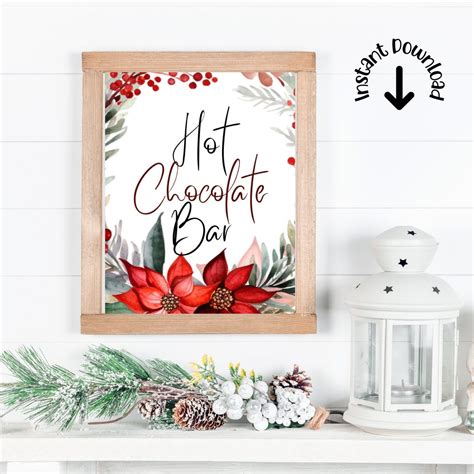 Hot Chocolate Bar Sign Printable Christmas Cocoa Display Party Signage Etsy