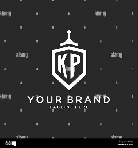 KP Monogram Logo Initial With Shield Guard Shape Design Ideas Stock