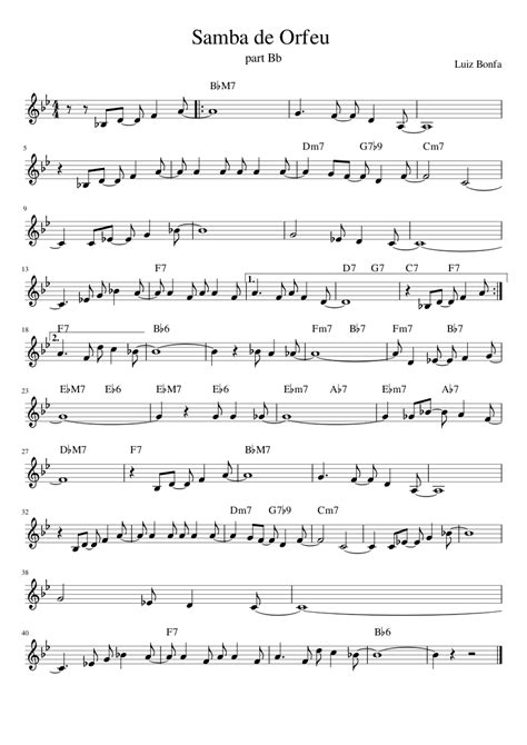 Samba De Orfeu Sheet Music For Piano Solo Easy