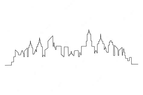 Premium Vector Single One Line Drawing Modern Cityscape City Skyline