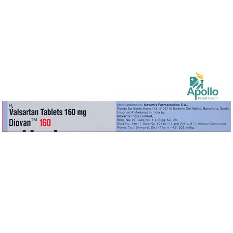 Diovan 160 Tablet Uses Side Effects Price Apollo Pharmacy