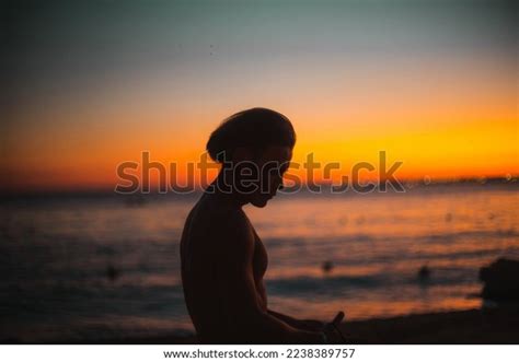 Silhouette Man Naked Torso Sunset By Stock Photo 2238389757 Shutterstock